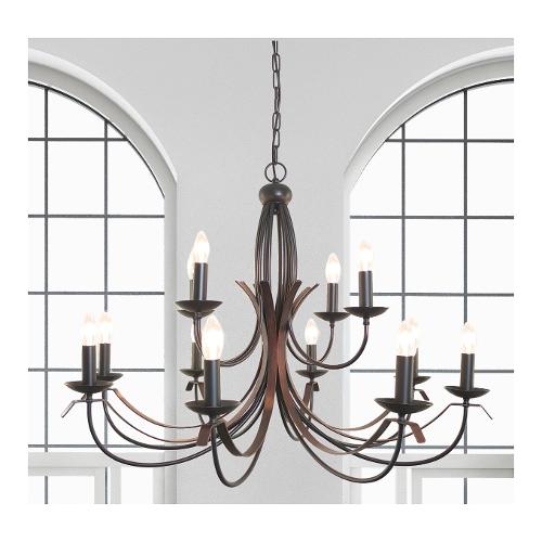 Favero Lampadario BALLO Antracite e Rame (100cm) 1456LA12 12 luci - E14 - Max 480W