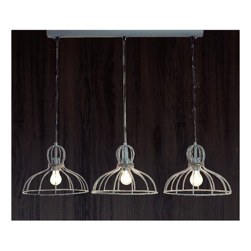 Favero Sospensione CESTINA Grigio e Paglia (102x32x100cm) 1367SO3 1 3 luci - E27 - Max 120W