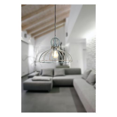 Favero Sospensione CESTINA Grigio e Paglia (32x32x20cm) 1367SO1 1 luce - E27 - Max 40W