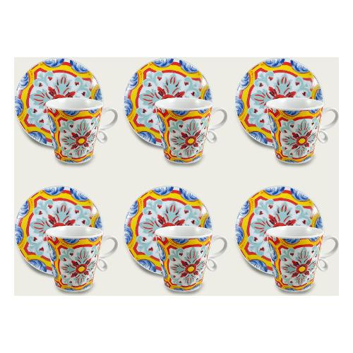 Ar.Ca. Set tazzine caffè con piatto 6 pz Granada Multicolor 56955