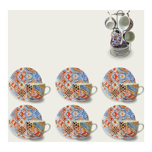 Ar.Ca. Set tazzine caffè con piatto 6 pz con supporto Multicolor 56970