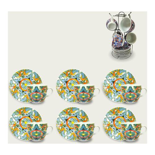 Ar.Ca. Set tazzine caffè con piatto 6 pz con supporto Multicolor 56975
