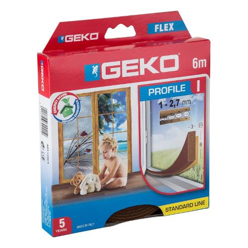 Geko Paraspifferi FLEX guarnizione adesiva profilo ad  I mt. 6 (9x3 mm) Marrone 1200 9
