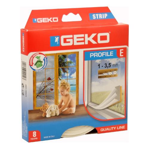 Geko Paraspifferi STRIP guarnizione adesiva profilo ad E mt. 6 (9x4 mm) Bianco 1000 5