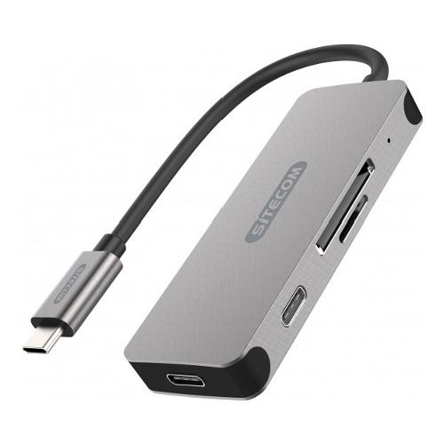 Sitecom HUB 4 in 1 Usb C Hub & Card Reader Grey CN 406