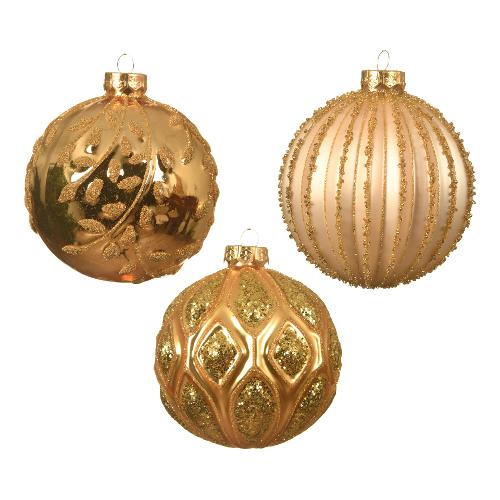 Kaemingk Pallina albero (10cm) Vetro Assortito Pearl gold 062600