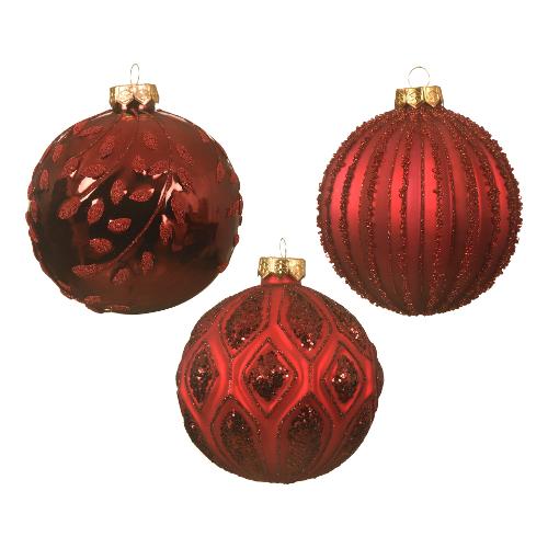 Kaemingk Pallina albero (10cm) Vetro Red Assortito 062599