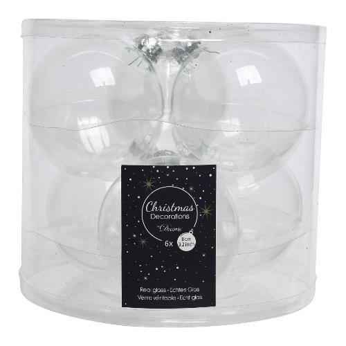 Kaemingk Set palline albero Natale (6pz-8cm) Vetro Sfera Mix Trasparente 140199