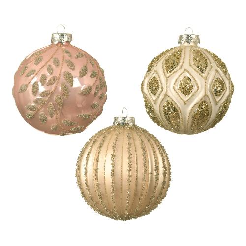 Kaemingk Pallina albero (10cm) Vetro Soft pink Assortito 062604