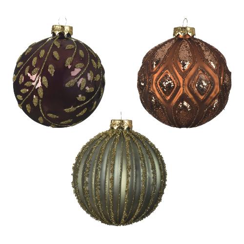 Kaemingk Pallina albero Natale (10cm) (1pz) Vetro Red wood Assortito 062615