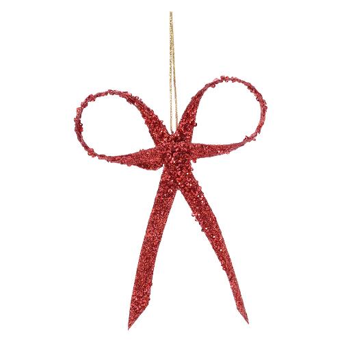 Kaemingk Decoro pendaglio fiocco glitter Red (16 cm) 522901