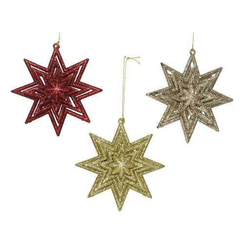 Kaemingk Decoro pendaglio stella glitter Assortito 021072