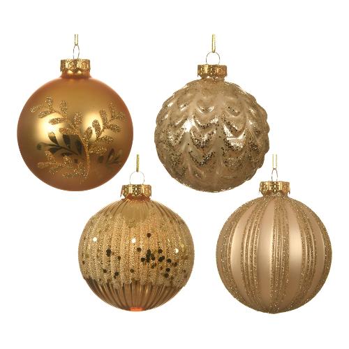 Kaemingk Pallina albero (8cm) Vetro Assortito Pearl gold 062578