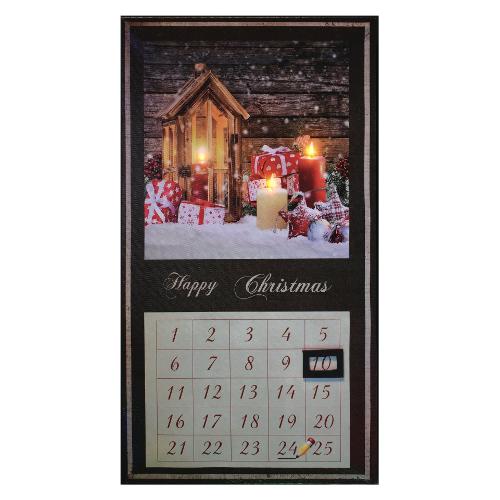 Pre Qu' Italia Quadro Calendario Avvento con Led (25x45 cm) D2937
