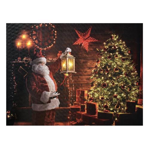 Paesaggio natalizio Quadro Babbo Natale con Led 40 x 30 cm D2929