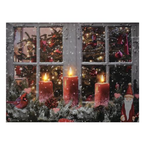 Pre Qu' Italia Quadro Candele su finestra con led (40x30 cm) D2931