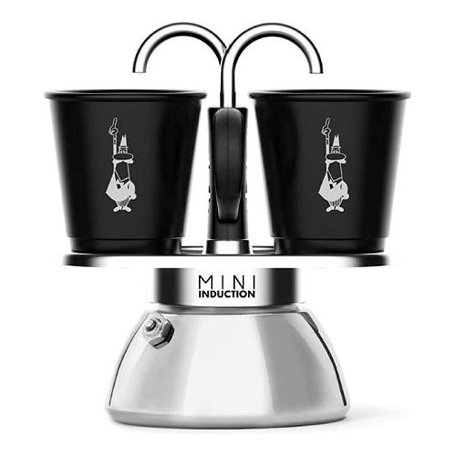 Bialetti Caffettiera Alluminio 2 Tazze MINI EXPRESS Cromo e Nero 0007310