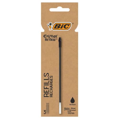 Bic Set refill penne 3 Pz Bic Re New CRISTAL inchiostro Nero 503839