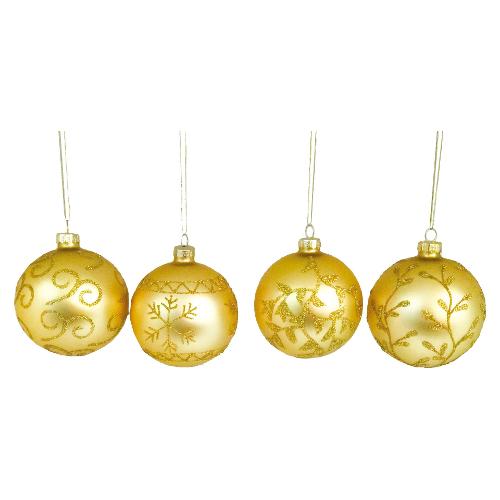 Giocoplast Pallina albero Natale (1pz-8cm) Vetro Sfera Gold Assortito 481 18142