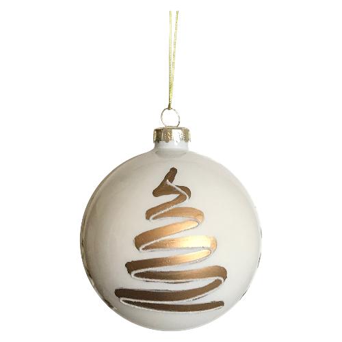 Giocoplast Pallina albero Natale (1pz-8cm) Vetro Sfera Pearl Gold Assortito 481 19150