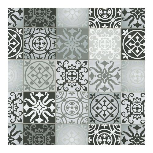 Carta adesiva plastificata Cementine Bianco e Nero 200 x 45 cm R411188