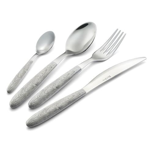 Eme Set posate tavola 24 pz Inox VERO NATURAL WOOD Betulla P13BVRBE