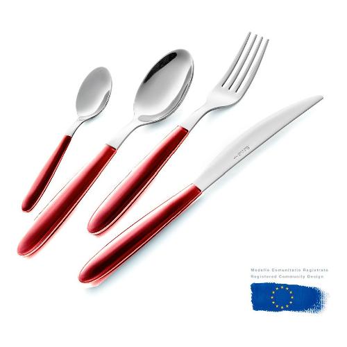 Eme Set posate tavola 24 pz Inox VERO Rosso P13BVRC 11