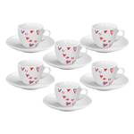 Set tazzine caffè 6pz MADISON Con Piattino Amore Bianco e Rosso h. 6cm 80ml  MC085015791