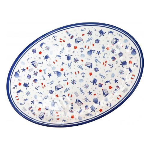 Brandani Vassoio Melamina (50x35,5cm) TUTTI AL MARE Bianco e Blu 52614