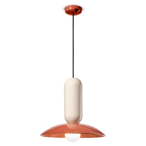 Ferroluce Sospensione PAU Arancio pokè e Crema (40x36cm) C2630 APC 1 luce - E27 - Max 77W