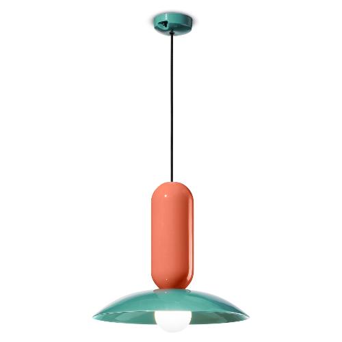 Ferroluce Sospensione PAU Turchese e Arancio pokè (40x36cm) C2630 TUP 1 luce - E27 - Max 77W