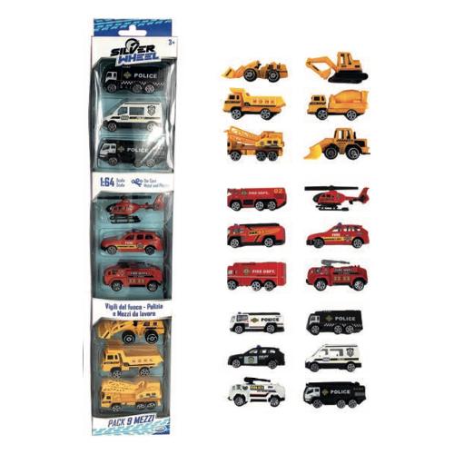 Ods Set 9 mezzi stradali 1:64 (7cm) SILVER WHEEL Assortito 41138