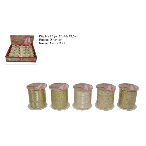 Due Esse Christmas Nastro Tessuto (10mmx3m) CHRISTMAS Assortito Oro XNA13001711