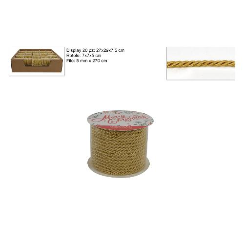 Due Esse Christmas Nastro decorativo Cordoncino Oro (270x0,5 cm) CM002558A