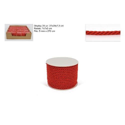 Due Esse Christmas Nastro decorativo Cordoncino Rosso (270x0,5 cm) CM002558