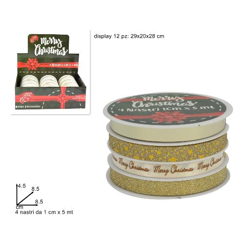 Due Esse Christmas Nastro decorativo CHRISTMAS Set 4 Nastri Gold Assortito (500x1 cm) XNA19035761
