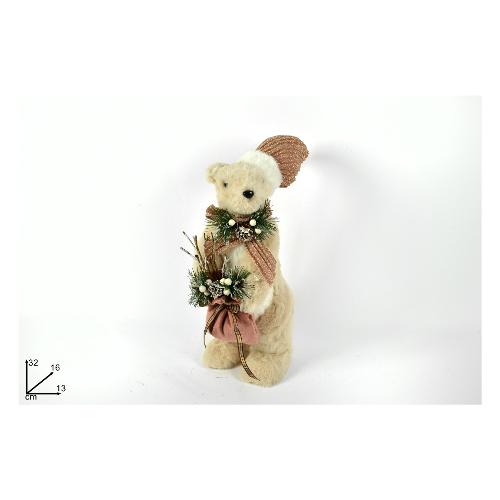 Due Esse Christmas orsetto con pelliccia Rosa (32 cm) MI007928