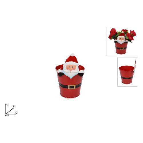 Due Esse Christmas Decoro Secchiello Porta Pianta Latta Rosso (16 cm) CA011510