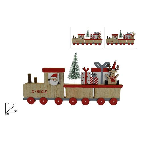 Due Esse Christmas Decoro trenino legno con regali Assortito (34 cm) MI008194
