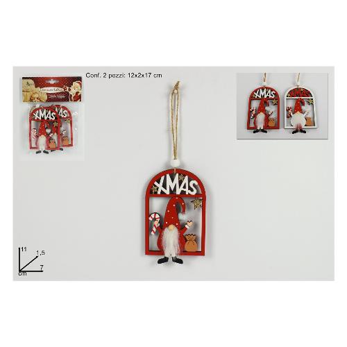 Due Esse Christmas Gnomo (2pz-11cm) Legno Assortito RO011173