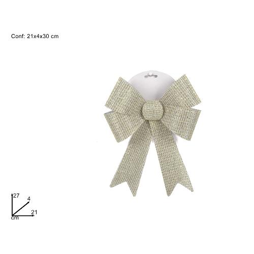 Due Esse Christmas Fiocco decorativo 1 pz Bianco e Oro (21x27 cm) RO011026