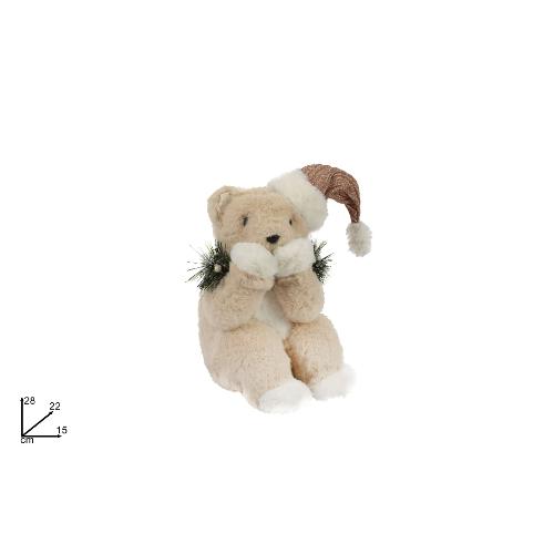 Due Esse Christmas orso seduto con pelliccia Rosa (28 cm) MI008030A