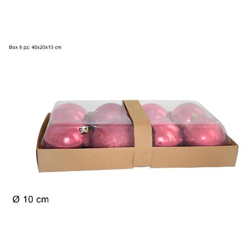 Due Esse Christmas Set palline albero Natale (10cm) (8pz) Plastica Rosa XNA17004211