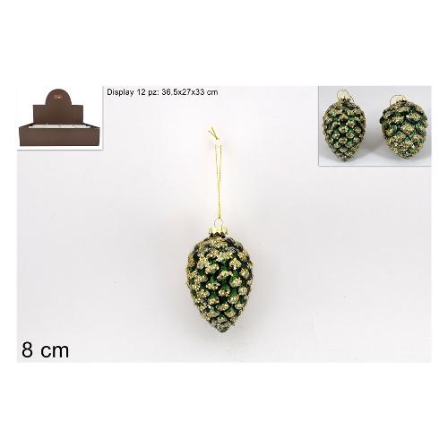 Due Esse Christmas Pigna (8cm) Verde Assortito Vetro CM003331C
