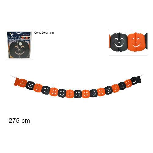 Due Esse Christmas Festone Halloween (275 cm) con zucche Arancio e Nero FR000383