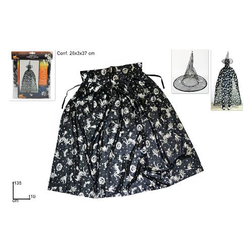 Due Esse Christmas Costume Halloween Mantello e Cappello Strega taglia Adulto XHW14000271