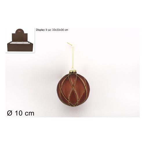 Due Esse Christmas Pallina albero Decoro a rombi Marrone CM003338D (10cm)