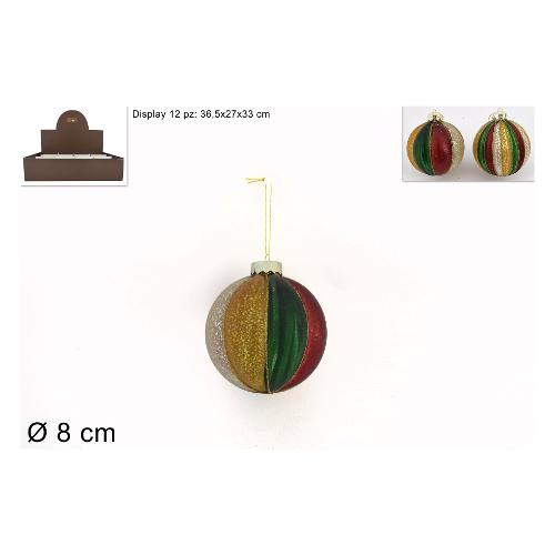 Due Esse Christmas Pallina albero Natale (8cm) (1pz) Vetro Multicolor Assortito CM003345