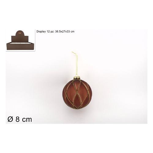 Due Esse Christmas Pallina albero Decoro a rombi Marrone CM003337D (8cm)