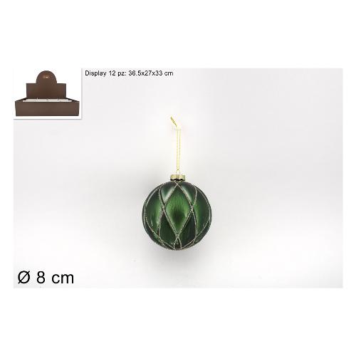 Due Esse Christmas Pallina albero Decoro a rombi Verde CM003337C (8cm)